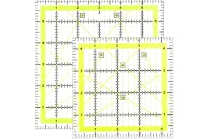 Ramlur 2 Pack Acrylic Quilters Rulers, 4.5Inch & 6 Inch Square Quilting Rulers, Fabric Cutting Ruler, Square Sewing Ruler with Non-Slip Rings for Easy Precision Cutting Quilting, Sewing DIY Crafts