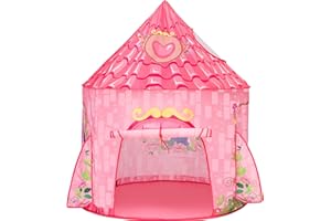 JOYIN Pink Princess Castle Play Tent,Girls Play Tent- Kids Pop-Up Tent - Childrens Indoor or Outdoor Garden Playhouse,Girls Tents Wendy House