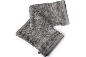 Komfortec Set di 2 salviette | 2x guanti da lavaggio | 16x21 cm | 100% cotone morbido | Spugna di qualità e resistente | Resistente allo sbiadimento | Asciugatura rapida | Antracite