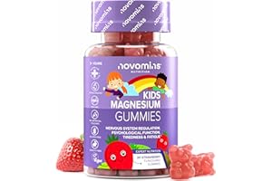 Gommes Magnésium Enfant – 546 mg Citrate de Magnésium (50 mg Élémentaire) – Relaxation, Sommeil, Fatigue – Vegan, Sans Gluten – 30 Gommes – Novomins