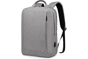 ‎HYZUO HYZUO 15.6 Zoll Laptop Rucksack mit USB Ladeanschluss Slim Backpack Schulrucksack mit Laptopfach Wasserdicht Business Daypack Notebook Tasche für 15-16 Zoll Laptop Herren Damen, Grau