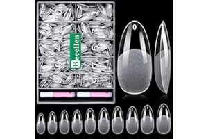 ‎BECELLEN Becellen 500 Stück Künstliche Nagel Tips, Soft Gel Nageltips Fake Full Cover Nails Tips für Gelnägel Pre-buff Kunstnägel Fingernägel Set mit Kleber für Nail Art DIY (Mandel)