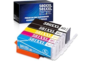 PGI-580 CLI-581 XXL Druckerpatronen Ersatz für Canon 580 581 Patronen Kompatibel mit Canon Pixma TR7550 TR8550 TS6150 TS6151 TS6250 TS6251 TS705 TS8150 TS8151 TS8250 TS9150 TS9550 (PGBK/BK/C/M/Y)