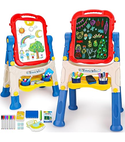 Tableau évolutif - Enfant - Réglable - Pliant - Bois - Double face - Jeux - Jouets