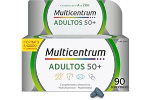 Multicentrum Select 50+ Complemento Alimenticio Multivitamínico y Multimineral Para Adultos 50+, Mujer y Hombre, Magnesio y Vitamina D, Sin Gluten,90 Comprimidos