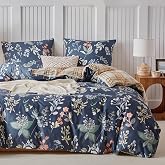 TTCM Duvet Cover 240 x 260 cm, Blue Floral Print | Easy-to-use zip, 2 matching pockets, durable fade resistant microfiber