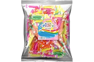 ‎TISE SÜSSWAREN Tise Süsswaren Bunte Fruitis Kaustangen Kaubonbon für Wurfmaterial, Karneval, Fasching (900g, 200 Stück)