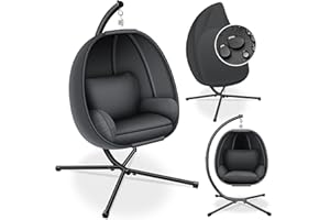 KESSER® Fauteuil Suspendu de Luxe avec Structure et Coussin d'assise Moelleux, intérieur et extérieur, Balançoire de Jardin, Panier et Chaise Suspendue