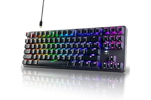 TECWARE Phantom+ 87-klawiszowa klawiatura mechaniczna RGB z układem amerykańskim (czarna) Wraith Brown przełącznik (wstępny, 50 g dotykowy) przewodowa, sterowanie kolorem i oświetleniem na klucz