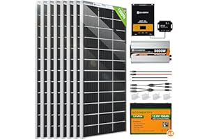 ECO-WORTHY 24V 1560W 0% VAT Solaranlage Komplettset Netzunabhängige,6kW·h/Tag Solarpanel System mit LiFePO4 für Wohnmobil: 4 * 12V 100Ah LiFePO4+8 * 195W Solarpanel+24V 3000W Inverter