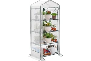 Bramble - 4 Tier Mini Compact Greenhouse, 5.25ft Tall - Reinforced PVC Cover, Easy No Tool Assembly Steel Frame, for Small Garden to Grow House Plants, Fruits, Vegetables