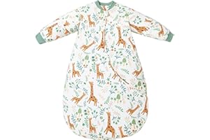 Chilsuessy Baby Sleeping Bag with Detachable Sleeves Winter 2.5 Tog Kids Sleeping Bag 100% Cotton Very Soft Sleep Bag for Infant Toddler, Giraffe Park/2.5 Tog, 2-4 Years