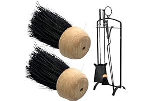 NEWMAN AND COLE Fireside Companion Brush Head Replacement Hearth Fire Brush Head Round Wooden Stock - Pack of 2