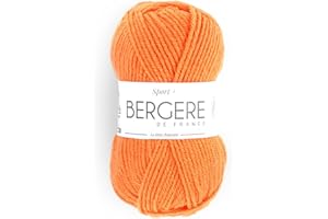 BERGERE DE FRANCE Bergère de France - SPORT+ pelote de laine à tricoter et crochet (50g) 5 mm - 50% de Laine - Fabriqué en France - Gros fil rond, chaud et doux - Orange (CLEMENTINE)