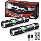 RECHOO LED Taschenlampe USB Aufladbar[2 Pack], Extrem Hell Taschenlampe mit 2 18650 Batterie, IP65 Wasserdicht…