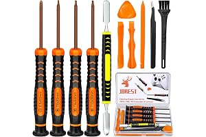 JOREST Cleaning Repair Tool Kit for PS4 PS3 PS5 Xbox One/360, PH0 T6 T8 T10 Torx Security Screwdriver for Controller & Console, with Crowbars Tweezers