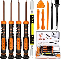 JOREST Cleaning Repair Tool Kit for PS4 PS3 PS5 Xbox One/360, PH0 T6 T8 T10 Torx Security Screwdriver for Controller & Console, with Crowbars Tweezers
