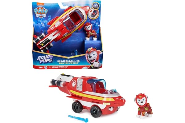 PAT' PATROUILLE AQUA PUPS - Voiture + Figurine Marcus - Voiture Pat Patrouille Marcus - Figurine à Collectionner - Thème Mer Et Aventures Sous-Marines - Paw Patrol - Jouet Enfant 3 Ans +