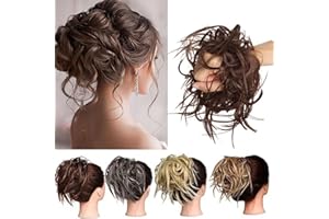 ‎TESS TESS Haarteil Dutt Haargummi mit Haaren Glatt struppige Haarknoten Hochsteckfrisuren günstig Haarverlängerung für Frauen 45g Mittelbraun