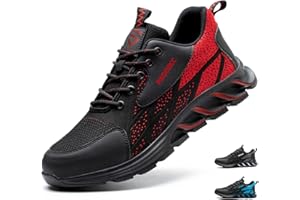 PAQOZKC Męskie buty robocze, antypoślizgowe, stalowe noski, do pracy, komfort, sportowe, oddychające, rozmiar 37-48 EU