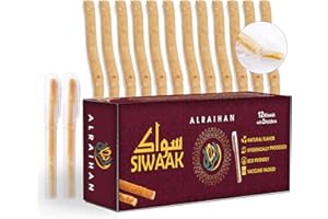 Al Raihan 12Pcs Miswak Sticks with 2 Holders for Natural White Teeth- Original Siwak Traditional Arabian Toothbrush, Wooden Chew Sticks for Organic Teeth Cleaning & Mouth Care||Pack of 12
