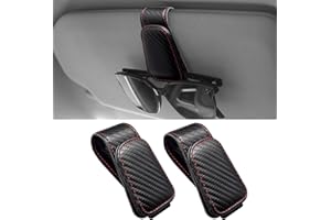 Anwlki portaocchiali Auto, 2 Confezioni, Magnetico, in Pelle, Porta Occhiali da Auto, per Auto, con Clip per Biglietti (Motivo in Fibra di Carbonio Nera)
