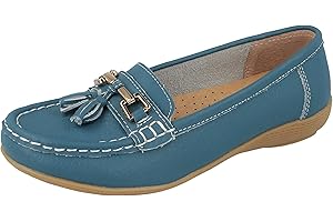 JO & JOE Femme Cuir Plat Mocassin Femmes Décontracté Confortable Cuissard Talon Bas Compensé Chaussures Travail