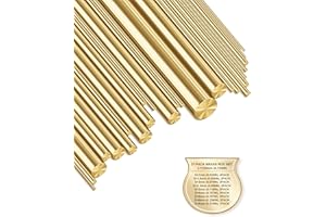 YGCQFH 27 PCS Solid Brass Rods Assortment – 9 Sizes (1mm–8mm Diameter), 120mm Length, Polished Brass Round Bar for Knife Handles Pins, DIY, Crafting, Model Making, Lathe Projects