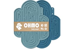 OHMO Licky Maty dla psów i kotów, silikonowe maty do lizania z przyssawkami dla zwierząt domowych, powolne karmienie psa, 2 szt., ciemnoniebieskie i jasnoniebieskie