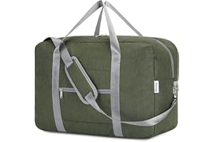 NARWEY Easyjet Airlines torba kabinowa 45 x 36 x 20 cm pod siedzenie, składana torba podróżna, torba sportowa, torba na ramię, bagaż podręczny, na noc, dla kobiet i mężczyzn, Zielony wojskowy, 40L