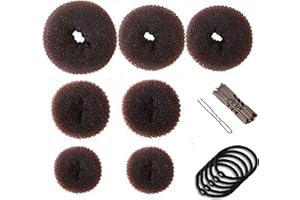 CRLLDPM 7 Pcs Donut de Pelo Accesorios de Peinado Kit con 10pcs de U-clip y 5pcs de Cuerda de Cabeza para Mujeres Niñas, para Hacer Moños