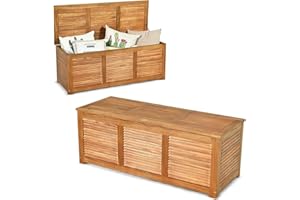 GIANTEX Arcón Exterior de Madera,Capacidad de 178 L, Baúl de Jardín Almacenaje, Banco de Almacenamiento, Organizador de Almacenaje para Jardín, Patio, Piscina,120 x 45 x 45 cm