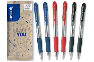 PILOT Super Grip, kulspetspenna, set om 6 i M (blå, svart