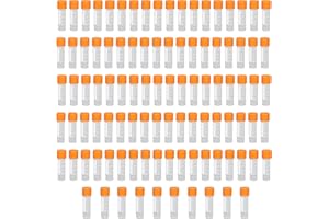 HUAZIZ 100 Stück Probenröhrchen 1.8ml Orange mit Deckel und abgestuften Markierungen,Kunststoff Kryoröhrchen Reagenzglasprobe Plastikröhrchen Reagenzglas Reagenzgläser Probierrohr für Labor