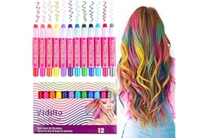 VIDILLO Hair Chalk Color Set for Girls Kids Christmas Birthday Gifts, 12 Colors Temporary Non-Toxic Portable Hair Chalk Pens For Party and Cosplay DIY Present, Washable Hair Color Safe For Kids And Teens