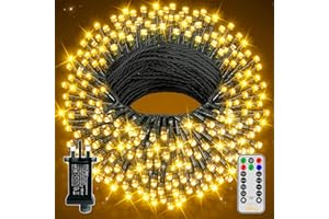 Ollny Christmas Tree Lights Outdoor, 40m 400 LED Fairy Lights Mains Powered, Warm White Waterproof String Light with Plug/Remote/Modes/Timer, Bright Lighting Outside Indoor Garden Xmas Decorations