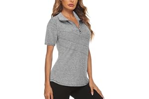 Flikity Womens Polo Shirts UK 1/4 Zip Quick Dry Ladies Golf Tops Moisture Wicking Sport Gym Athletic Tops Casual Workout Tops Yoga Tennis Runnning T Shirts S-2XL