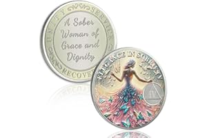 ATSKNSK Elegant 4 Year Sobriety Coin, Butterfly Metamorphosis AA Coin - Sister Power Sober Chip for Four Year Addiction Recovery, Clean Living Sobriety Gift for Women