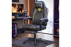 SONGMICS HOME Silla de Juegos, Silla Racing Ergonómica para Ordenador con Reposapiés, con Reposacabezas, Cuero Sintético, Altura Ajustable, Negro Tinta OBG072B01