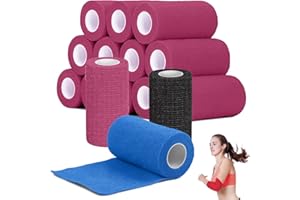 WDJLNZB Benda Coesiva, 12 Rotoli Benda Elastica Autoadesiva per Fasciatura, Coesiva Nastro Bendaggio Sportivo Non Tessuto per Mani, Piedi, Ginocchia e Articolazioni, Bende Coesive Per Animali Domestici (Rosa)