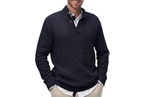 Comilaka Męskie swetry swetry dzianinowe stójka pulower bawełna na co dzień skręcona dzianina z długim rękawem guziki zima