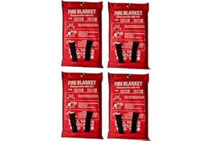 Toneeko Manta de emergencia contra incendios, protección ignífuga y aislamiento térmico diseñada para cocina, chimenea, parrilla, coche, campamento, color blanco (paquete de 4)