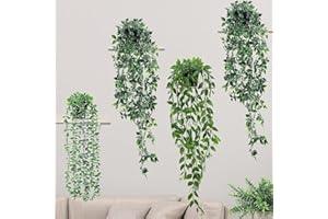 LIGHTERDAY Wiszące sztuczne rośliny zestaw 3 sztucznych roślin winorośli, wewnątrz, w doniczce, sztuczna roślina, do domu, łazienki, ogrodu, biura, na ślub, dekoracja ścienna, prezent na zewnątrz