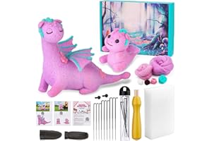 MASPHY Anfänger Nadelfilz Set, Filzen Starterset für Anfänger und Erwachsene, Filzen Starterset Trockenfilzen mit Nadelfilz Werkzeuge und Anweisungen, verwendet für Anfänger DIY Bastelprojekte