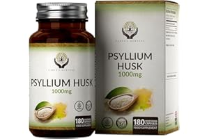 EARTH'S NURTURE EN Psyllium Husk | 180 Fibre Supplement Psyllium Husks Capsules - 1000mg Physillan Husk per Serving | High Strength Fiber Supplement with Psyllium Husk Powder | Non-GMO & Allergen Free | Made in UK
