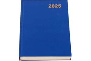 GOLDAYPLN Agenda 2025, format A5, jour par page, de janvier à décembre, 12 mois, avec onglet mensuel, marque-page (bleu)