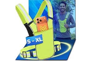 Prowiste Reflektierende Warnweste für Fahrrad & Laufen - Herren & Damen - 360° Sichtbarkeit mit Fronttasche - Verstellbare Gurte - Reflektorweste für Joggen - Laufweste - Reflektor Sicherheitsweste