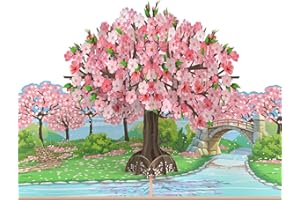 MOKIO® Biglietto Fiore Pop-Up – Ciliegio giapponese in fiore – Biglietto regalo 3D per un compleanno, Biglietto di auguri con fiori di Sakura