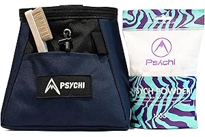 Psychi OG Climbing Chalk Bag Bucket Bundle - Starter Pack for Rock Climbing, Gym, Weightlifting - 7 Fun Colour Options - Includes Chalk Bucket, Loose Climbing Chalk & Bouldering Brush