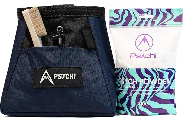 Psychi Sac seau à magnésie pour l'escalade avec support. Pack de démarrage pour escalade avec magnésie et brosse